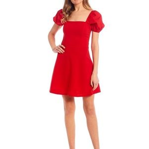 New, Puff short-sleeve square neck dress.